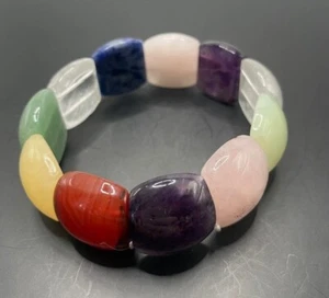 Multi Edelstein Trommelsteine Stretch Armband - Bild 1 von 5