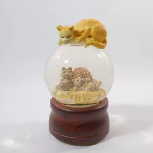 Cat Snow Globe Musical Wooden Base Globe Works! - Picture 1 of 5