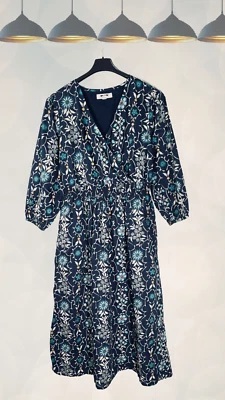 Women’s Seasalt Dress ¾ Sleeve Wrap V Neck Martime Navy Floral - Image 1 of 4