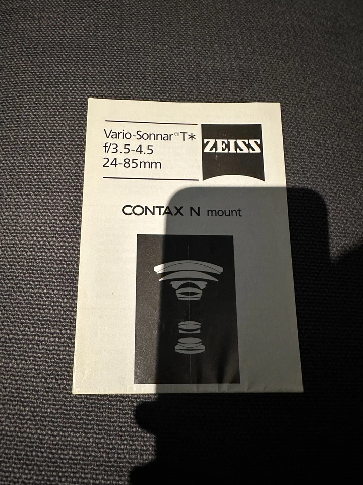 Original Instructions for ZEISS Vario-Sonnar T* F/3.5-4.5 24-85mm for contax N M - Image 1 of 1