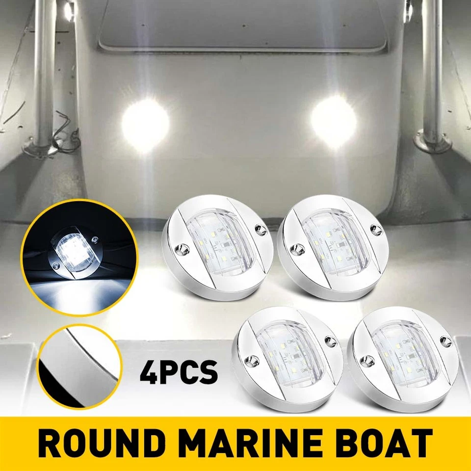 4x Luces LED redondas de popa para barco marino impermeable blanco cubierta de cabina luz de cortesía Foto 1 de 4