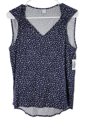 Camiseta sin mangas Old Navy XS para mujer cuello en V azul marino blanco Foto 1 de 4