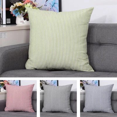 Polyester Stripe Pillow Case Cover Sofa Car Throw Waist Cushion Cover Home Decor - Image 1 of 4