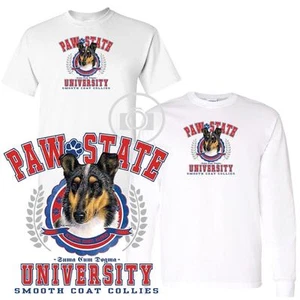 Smooth Coat Collie Paw State University Short / Long Sleeve White T Shirt M-3X - Picture 1 of 3