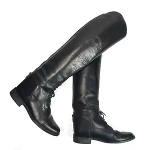Amazonas Women Equestrian Riding Boot Sz 6.5 Black Leather Super Comfort Lace-up - Picture 1 of 12