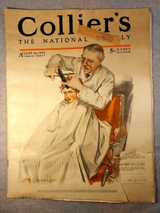 1919 AUGUST 30 COLLIER'S MAGAZINE - A BOY GETTING HARICUT COVER - Picture 1 of 9