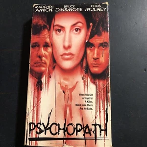 VHS Psychopath Horror Movie Eunice Dinamore RED TAPE Rare Tested - Imagen 1 de 3