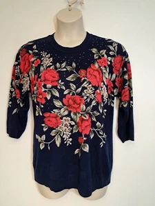 Rebecca Malone Langarm Pullover Rose Strass Damen Gr. XL. - Bild 1 von 8