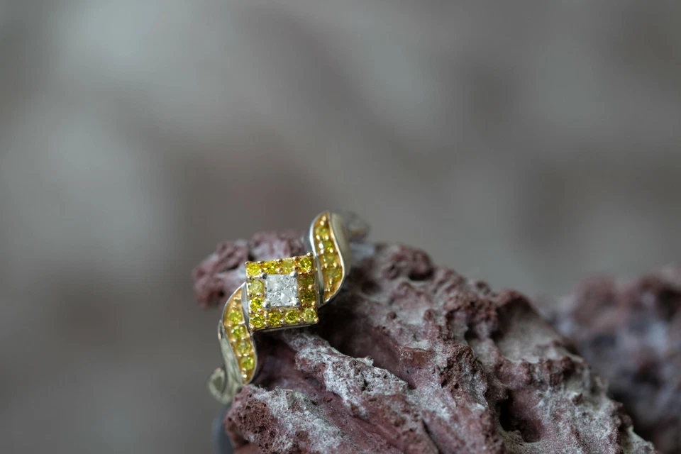 Yellow Diamond & White Diamond Sterling Silver Ring - image 1 of 1