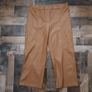 7 For All Mankind Womans Large Camel Vegan Leather Pleather Pants - Picture 1 of 8
