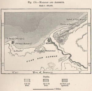 El Jadida (El Jadida) and Azemmour. Morocco 1885 old antique map plan chart - Picture 1 of 1
