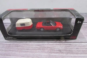 HO  Scale 1:87 Malibu Ford Thunderbird w/ caravan camper trailer - Picture 1 of 3