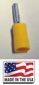 (25) 12-10 YELLOW VINYL INSULATED PIN TERMINAL WIRE CRIMP CONNECTOR MADE IN USA - Picture 1 of 1