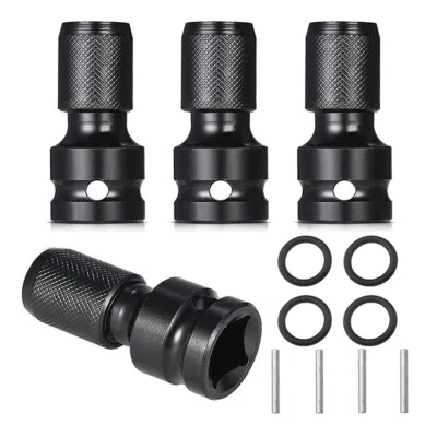 4X 1/2 Inch Square Drive to 1/4 Inch Hex Female Telescopic Drill Socket Adapter