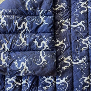 Vintage Ralph Lauren Full/Queen Comforter Dragon Print Blu Made in USA RARO - Foto 1 di 12