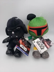 Mattel Star Wars Plush Toys Darth Vader & Boba Fett w/Tags NEW Ships Free - Picture 1 of 7