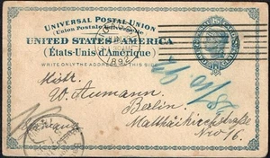 3846 US TO GERMANY PS CARTOLERIA CARTOLINA 1892 CHICAGO - BERLINO - Foto 1 di 2