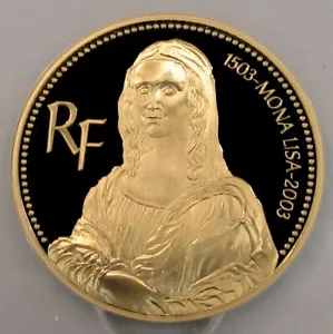 2003 GOLD FRANCE 99 MINTED MONA LISA 5oz 100 EURO NGC PF 69 ULTRA CAMEO #80  - Picture 1 of 3