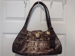 Vintage Brahmin Handbag Shoulder Bag Croc Brown - Picture 1 of 11