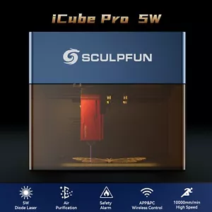 Sculpfun iCube Pro 5W Laser: Gravur & Schneiden, Rauchfilter, 130x130mm, EU - Bild 1 von 23