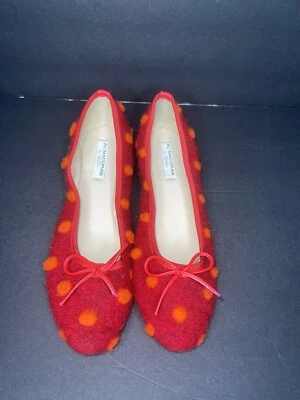 ZAPATOS MANTEQUILLA PLANOS ALI MACGRAW FOR BUTTER $295 Pavlova Rojo Lunares Ballet Talla 10 Foto 1 de 4