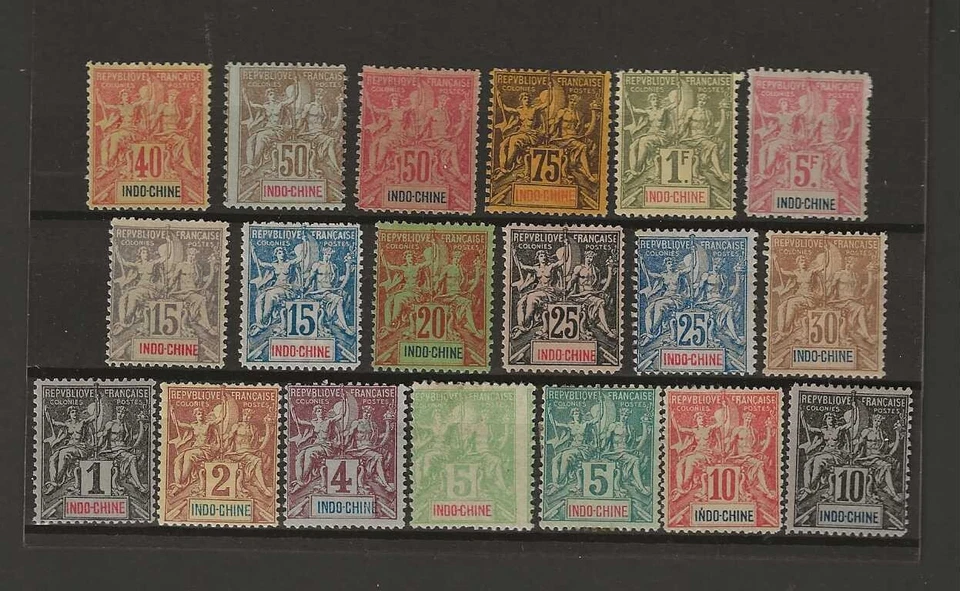 French Indochina/Vietnam 1892-1900 Sc# 3-21 Completed Set Mint.   - Image 1 of 1