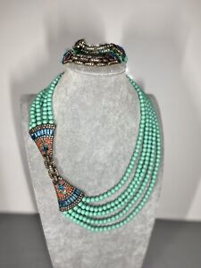 HEIDI DAUS $289 "Deco Master Clasp" Multistrand Beaded Necklace and Bracelet Set