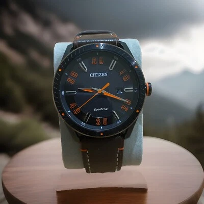 Reloj Hombre Citizen Eco Drive e111-s108705 Negro/Naranja Marrón Cuero Foto 1 de 4