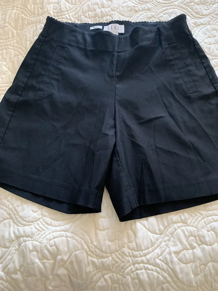 Pantalones cortos para mujer Elle negros "vestidos" cintura elástica tiro medio muslo talla M (8-10) Foto 1 de 4