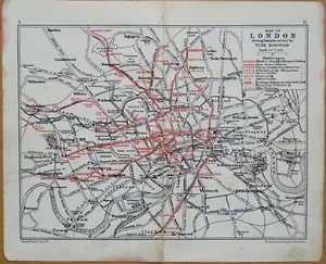Antique London Underground Map, OldTube Stations Railway Companies Vintage c1925 - Picture 1 of 2