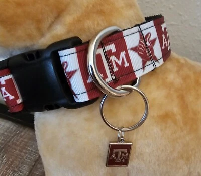 Collar de perro ajustable A&M College grande con etiqueta extraíble Foto 1 de 4