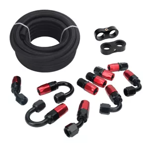 Fuel Line Kit Braided Nylon Fuel Hose 4AN 6AN 8AN 10AN CPE 10FT 20FT Black Red - Afbeelding 1 van 33