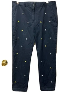 Brooks Brothers 1818 Womens Size 10  Cotton Navy pants w/Nautical Embroidery - Picture 1 of 7