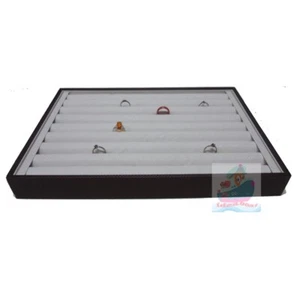 35x24cm white Leatherette Jewelry Display Ear Stud Finger Ring Tray Holder - Picture 1 of 7