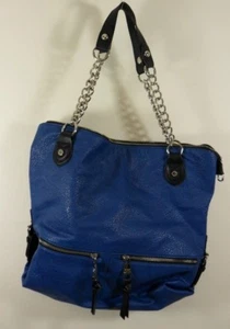 Bolso/Cartera STEVE MADDEN Grande Azul con Cadena Plateada y Correa de Cuero Sintético Cremallera - Imagen 1 de 11