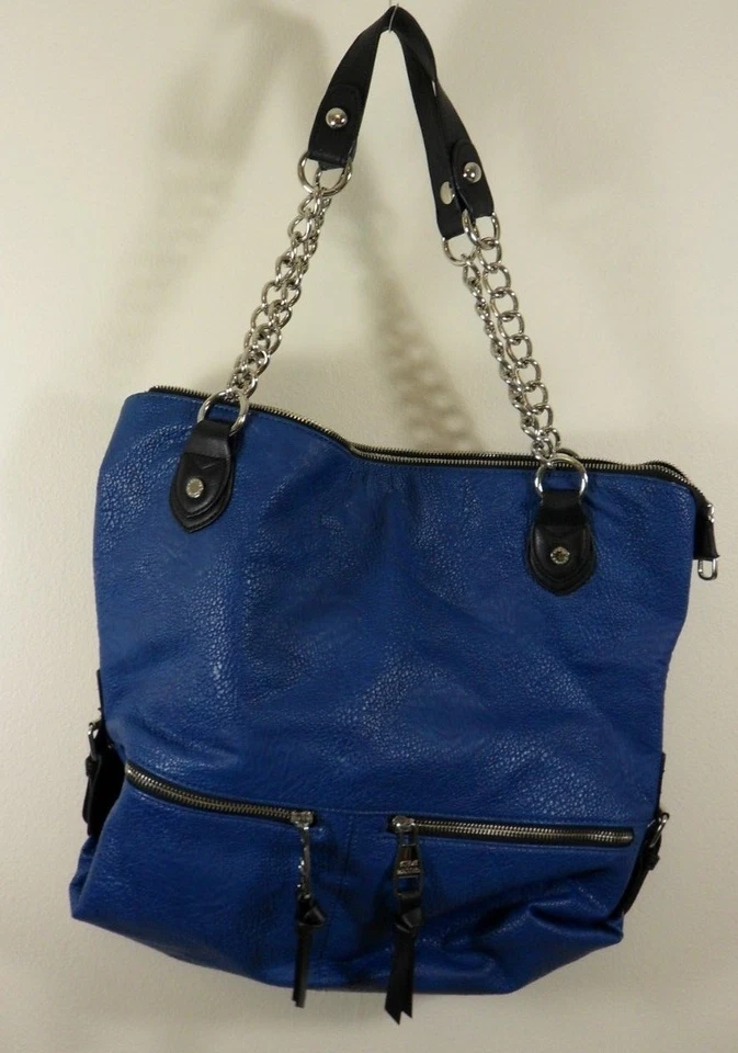 Bolso/Cartera STEVE MADDEN Grande Azul con Cadena Plateada y Correa de Cuero Sintético Cremallera Foto 1 de 4