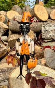 NEW PRIMITIVE CROW FIGURE FALL HALLOWEEN BLACK METAL 12.5"Tx5"Wx4"D Aged RANDY - Picture 1 of 2