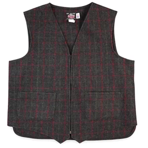 Vintage Johnson Woolen Mills Wool Vest Mens Extra Large Gray Red Green Waistcoat - Picture 1 of 8