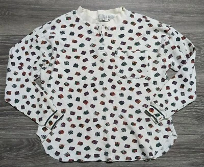 Go Softly Shirt Vtg Womens Small Christmas Presents Thermal Sleep Preowned*STAIN - Image 1 of 4