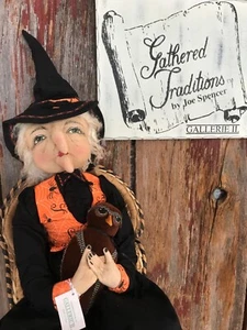 Joe Spencer Halloween Mabel Witch with Owl 38.5" shelf sitter - Picture 1 of 13