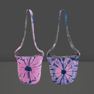 Borsa a tracolla retrò urbana hippie hobo da donna TIE-DYE rosa cotone imbracatura yoga boho - Foto 1 di 8