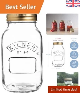 Luxury 1L Glass Preserve Jar with Screw Top Lid - Perfect for Food Preservation - Picture 1 of 12