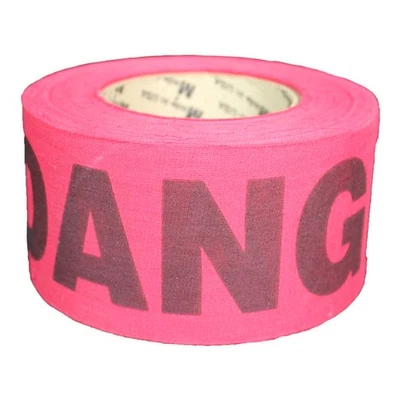 Presco Repulpable Barricade Printed Barrier Tape: 3 in. x 45 yds. Red/Black DANG - Image 1 of 2