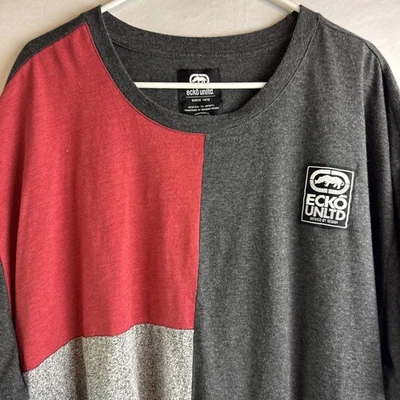 Camiseta Ecko Unltd Para Hombre 5X-Grande Roja Gris 5XL Camiseta Manga Corta Algodón Elástico Foto 1 de 4