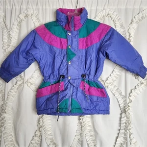 Vintage Rugged Bear Winter Jacket Blue Pink Size 5 - Picture 1 of 6