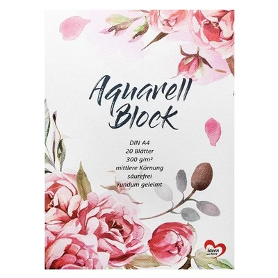Aquarell-Block | Aquarellpapier | Zeichenblock | Malblock | 20 Blatt | dickes... - Bild 1 von 4