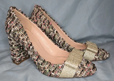 Tacones de tweed multicolor J.Crew con lazo dorado para mujer talla 7 Foto 1 de 4