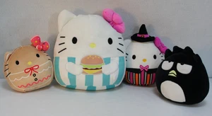 Menge 4 Squishmallows Hello Kitty Burger Lebkuchen Hexe Badtz-Maru Plüschtiere - Bild 1 von 6