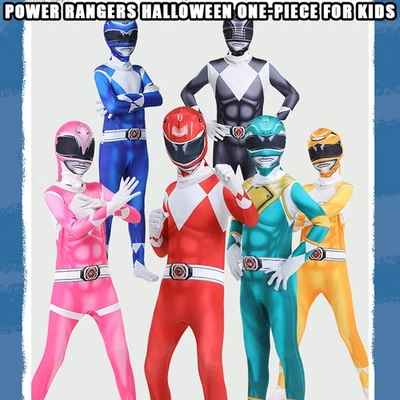 For Power Rangers Kids Boys Costume Mighty Morphin Fancy Dress Outfits Jumpsuit - Image 1 of 4
