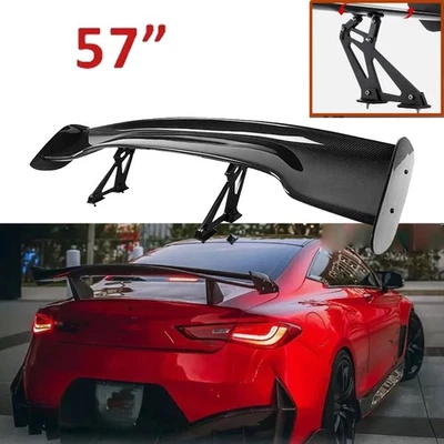 For Infiniti Q50 Q60 57" GT Rear Trunk Spoiler Wing Carbon Fiber Look — 第 1/4 张图片